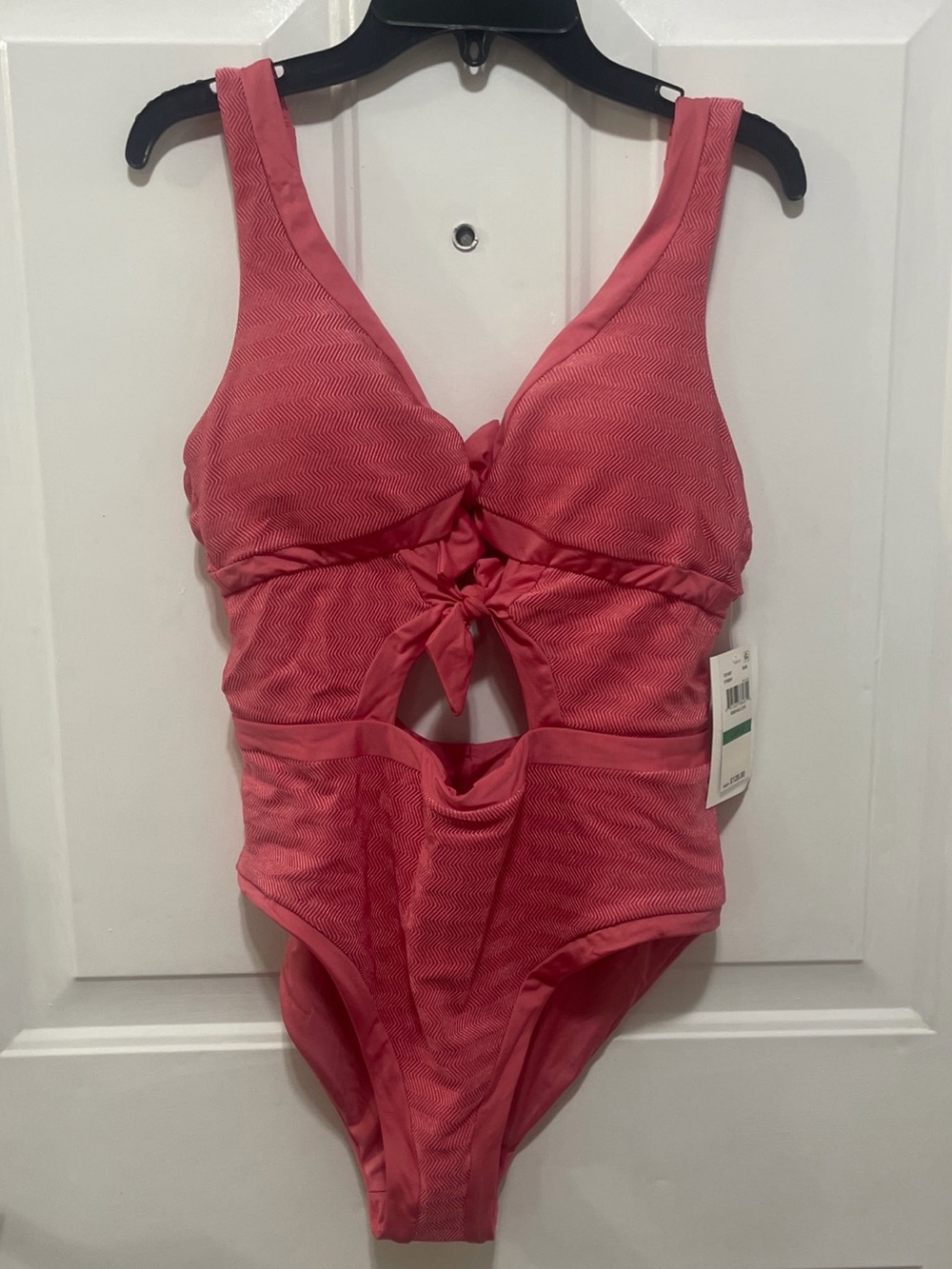 Becca  Rebecca Virtue Coral Pink One Piece Swimsuit Sz L Removable Cups